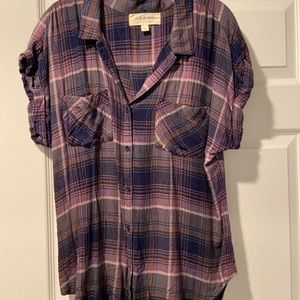 Cloth and Stone flannel plaid blouse
